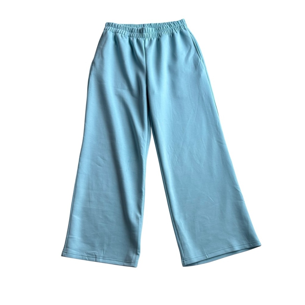 Aqua Wide-Leg Trousers with Elastic Waistband